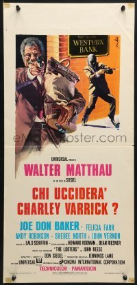 5p852 CHARLEY VARRICK Italian locandina 1973 Walter Matthau in Don Siegel crime classic, Nistri!
