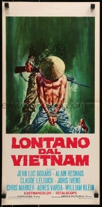 5p876 FAR FROM VIETNAM Italian locandina 1968 art of Viet Cong soldier with gun by Renato Casaro!
