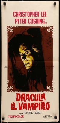 5p893 HORROR OF DRACULA Italian locandina R1970 Hammer, Piovano art of vampire Christopher Lee!