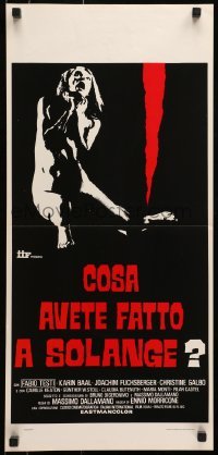 5p958 SCHOOL THAT COULDN'T SCREAM Italian locandina 1972 Cosa avete fatto a Solange, red title!