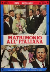 5p807 MARRIAGE ITALIAN STYLE Italian 26x38 pbusta 1964 de Sica's Matrimonio all'Italiana, Loren!