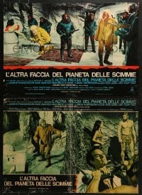 5p767 BENEATH THE PLANET OF THE APES group of 2 Italian 18x26 pbustas 1970 Franciscus, Harrison!