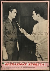 5p783 HIGH SCHOOL CONFIDENTIAL Italian 19x27 pbusta 1958 Russ Tamblyn threatening John Barrymore!