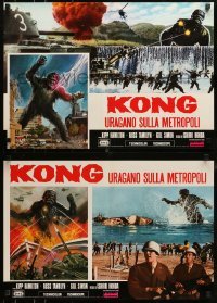 5p763 WAR OF THE GARGANTUAS group of 4 Italian 18x26 pbustas R1976 Piovano art of King Kong monster!