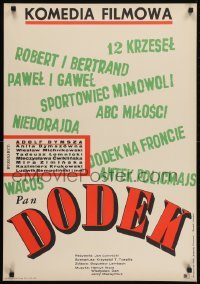 5p541 PAN DODEK Polish 23x33 1971 Adolf Dymsza in the title role, cool different text design!