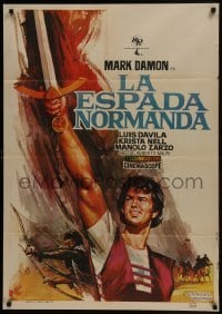5p179 IVANHOE, THE NORMAN SWORDSMAN Spanish 1971 Jano art of Damon swinging sword over his head!