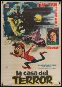 5p183 LA CASA DEL TERROR Spanish 1961 Lon Chaney Jr., Mexican horror sci-fi, Montalban art!