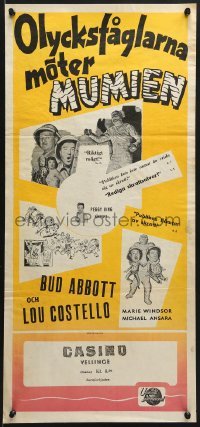 5p046 ABBOTT & COSTELLO MEET THE MUMMY Swedish stolpe 1955 Bud & Lou are back in their mummy's arms!