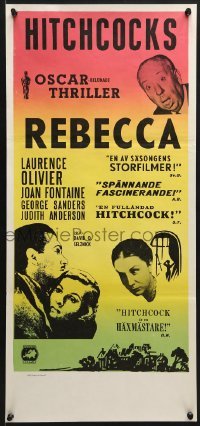 5p057 REBECCA Swedish stolpe R1966 Alfred Hitchcock, image of Laurence Olivier & Joan Fontaine!