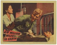 5r168 20 MILLION MILES TO EARTH LC #4 1957 nurse pulls man away from his severely wounded friend!