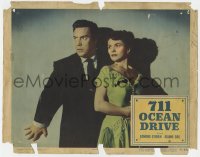 5r175 711 OCEAN DRIVE LC 1950 great close up of Edmond O'Brien & Joanne Dru with backs to the wall!