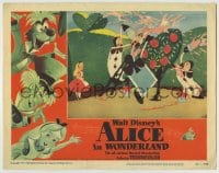 5r195 ALICE IN WONDERLAND LC #2 1951 Disney, Alice watches club playing cards painting tree!