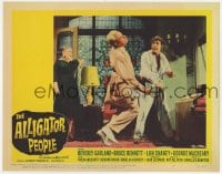 5r196 ALLIGATOR PEOPLE LC #4 1959 great image of Lon Chaney Jr. punching George Macready!