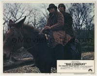 5r227 BAD COMPANY LC #8 1972 close up of Jeff Bridges & Barry Brown riding the same horse!