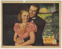 5r234 BANJO ON MY KNEE LC 1936 romantic c/u of Barbara Stanwyck & Tony Martin at sunset!