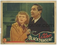 5r266 BLACK DRAGONS LC 1942 great close up of spooky Bela Lugosi with scared Joan Barclay!