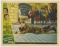 5r299 BUCK PRIVATES COME HOME LC #4 1947 crowd laughs at soldier Lou Costello laying on the ground!