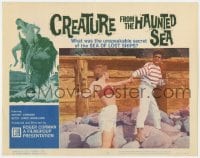5r387 CREATURE FROM THE HAUNTED SEA LC #6 1961 Roger Corman, man helps sexy woman climb over rocks!