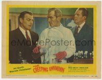 5r389 CREEPING UNKNOWN LC #3 1956 Quatermass Xperiment, Donlevy, David King-Wood & man in lab!
