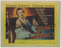 5r031 CRIME OF PASSION TC 1957 sexy Barbara Stanwyck reaches for gun to shoot Sterling Hayden!