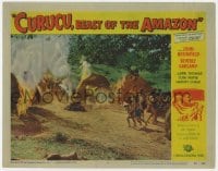 5r401 CURUCU, BEAST OF THE AMAZON LC #3 1956 Universal, natives flee fire destroying their village!