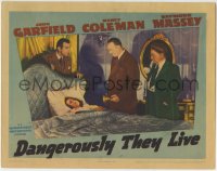 5r414 DANGEROUSLY THEY LIVE LC 1942 Raymond Massey & Esther Dale by Nancy Coleman laying in bed!