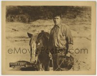 5r423 DESERT MAN LC R1920s great close up of somber William S. Hart & his horse in the desert!