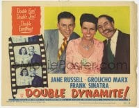 5r434 DOUBLE DYNAMITE LC #8 1952 3-shot of Groucho Marx, Jane Russell & Frank Sinatra!