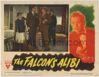 5r467 FALCON'S ALIBI LC 1946 detective Tom Conway as The Falcon investigating dead body in bedroom!