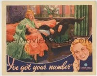 5r591 I'VE GOT YOUR NUMBER LC 1934 romantic c/u of Glenda Farrell & telephone repairman Pat O'Brien