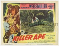 5r605 KILLER APE LC 1953 Johnny Weissmuller as Jungle Jim wrestling with alligator on ground!