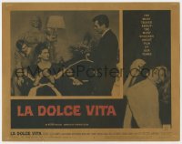 5r616 LA DOLCE VITA LC #8 1961 Federico Fellini, Marcello Mastroianni, Anita Ekberg in border!