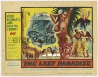 5r087 LAST PARADISE TC 1957 art of super sexy topless island babes + men fighting sharks!