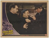 5r818 SHERLOCK HOLMES & THE SECRET WEAPON LC 1942 Cording watches Basil Rathbone threaten Becker!