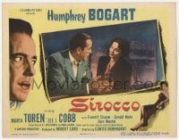 5r827 SIROCCO LC #4 1951 close up of Humphrey Bogart talking to sexy Marta Toren at bar!