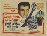 5r130 SOMETHING OF VALUE TC 1957 Rock Hudson & Dana Wynter are hunted in Africa, cool machete art!