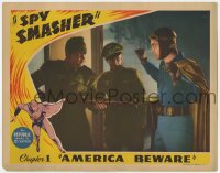 5r851 SPY SMASHER chapter 1 LC 1942 superhero Kane Richmond in costume, America Beware, color, rare!