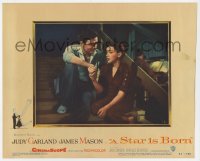 5r856 STAR IS BORN LC #6 1954 great close up of Judy Garland & James Mason sitting on stairs!