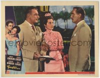 5r885 TEMPTATION LC #8 1946 close up of pretty Merle Oberon between George Brent & Paul Lukas!