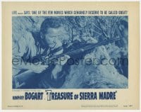 5r921 TREASURE OF THE SIERRA MADRE LC #6 R1956 great close up of Humphrey Bogart holding rifle!