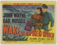 5r154 WAKE OF THE RED WITCH TC 1949 art of John Wayne & Gail Russell at ship's wheel!
