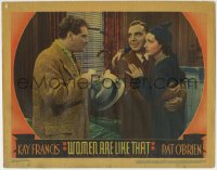 5r985 WOMEN ARE LIKE THAT LC 1938 Pat O'Brien hugging Kay Francis & laughing at Ralph Forbes!