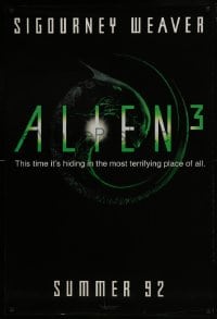 5s028 ALIEN 3 teaser 1sh 1992 Sigourney Weaver, 3 times the danger, 3 times the terror!