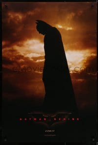 5s076 BATMAN BEGINS teaser 1sh 2005 June 17, full-length image of Christian Bale in title role!