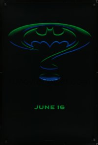 5s080 BATMAN FOREVER teaser DS 1sh 1995 Kilmer, Kidman, cool question mark & bat symbol design!