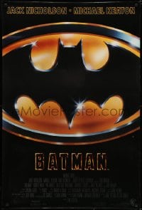 5s071 BATMAN int'l 1sh 1989 directed by Tim Burton, Nicholson, Keaton, cool image of Bat logo!