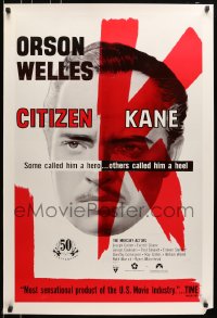 5s180 CITIZEN KANE 1sh R1991 some called Orson Welles a hero, others called him a heel!