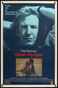 5s184 CLOSE MY EYES 1sh 1991 close-up of Alan Rickman + sexy image of Clive Owen & Saskia Reeves!