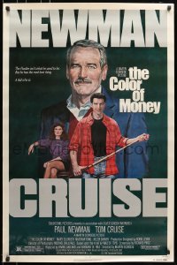 5s189 COLOR OF MONEY 1sh 1986 Robert Tanenbaum art of Paul Newman & Tom Cruise playing pool!