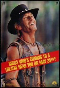 5s209 CROCODILE DUNDEE II teaser 1sh 1988 cool different image of Paul Hogan laughing!